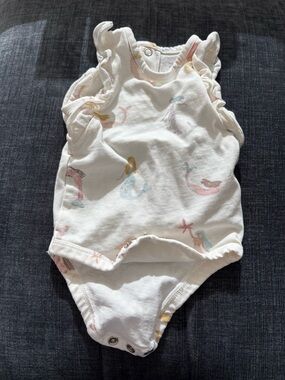 Pehr Mermaid Print Ruffle Baby Onesie, 0-3 M